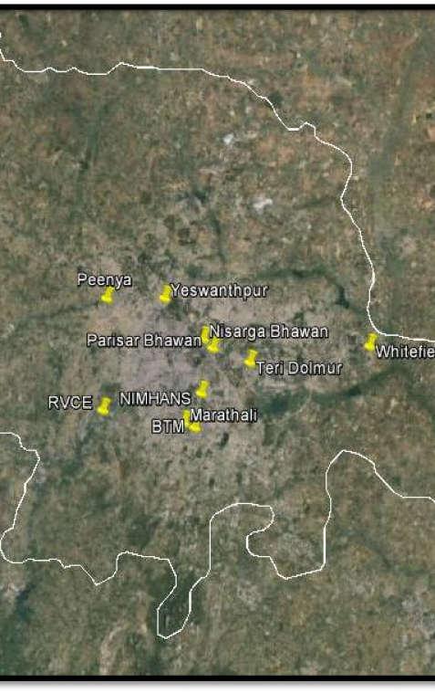 In Bengaluru, five monitoring stations are installed and details are depicted in Table 2 and Figure2. Table 2: Monitoring locations of Bengaluru Sl. No. Station location Category Latitude 1.