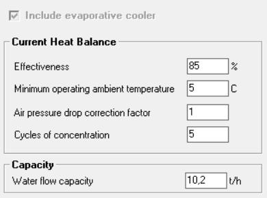 Operate in GTM: Evaporative Cooler - Efectiveness - Min operating Amb T - Air Pressure Drop CF - Cycles of Concentration