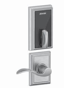 with Accent lever 2-year battery life Full suiting with Schlage mechanical locks Single motion egress ADA compliant design Uses ENGAGE Technology See page MF-43 for information on the MT20W