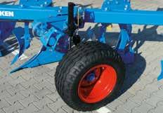 Uni wheel with hydraulic suspension It is recommended to use the Uni wheel for safe transportation by road and for ploughs with four or more furrows.