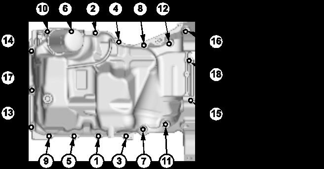 40. Install the engine oil pan using Honda Bond HT. NOTE: Remove the old liquid gasket from all of the oil pan mating surfaces, bolts, and bolt holes before re-installing the oil pan.