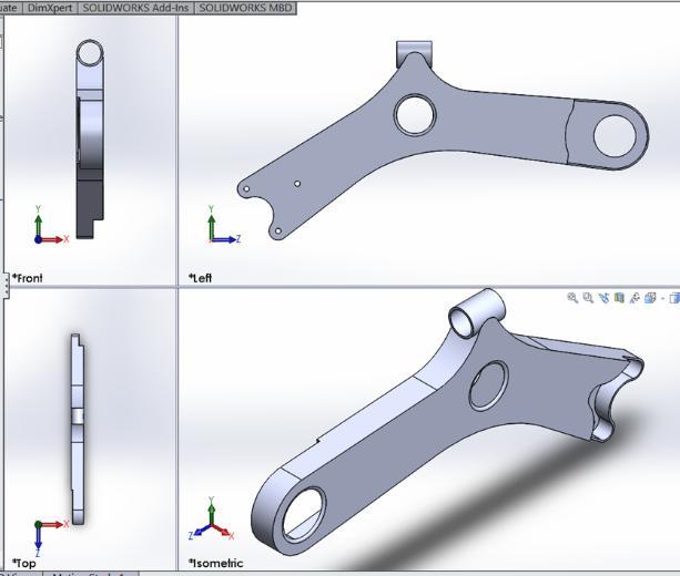 Figure 3. 3D model (left) and meshed views of front lower suspension arm (right) 4.