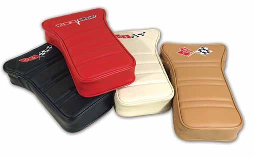 Consoles, Components & Accessories (continued) 1968-1982 Embroidered Leather Center Armrests Our popular Center Armrests are now available with the beautifully embroidered logo of your choice.