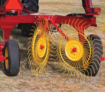 Cleaner raking with independent rake wheel flotation Individual floating rake wheels follow ground contours independently to gather every bit of the swath to cause less