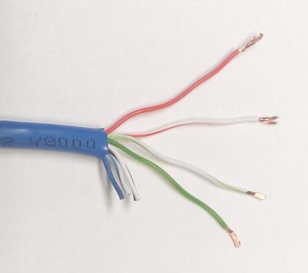 Using the supplied CAT5 network cable, cut off one of the RJ45 connectors, expose and crimp the wires using supplied wire crimps or alternatively use a longer cable as required (not supplied) as