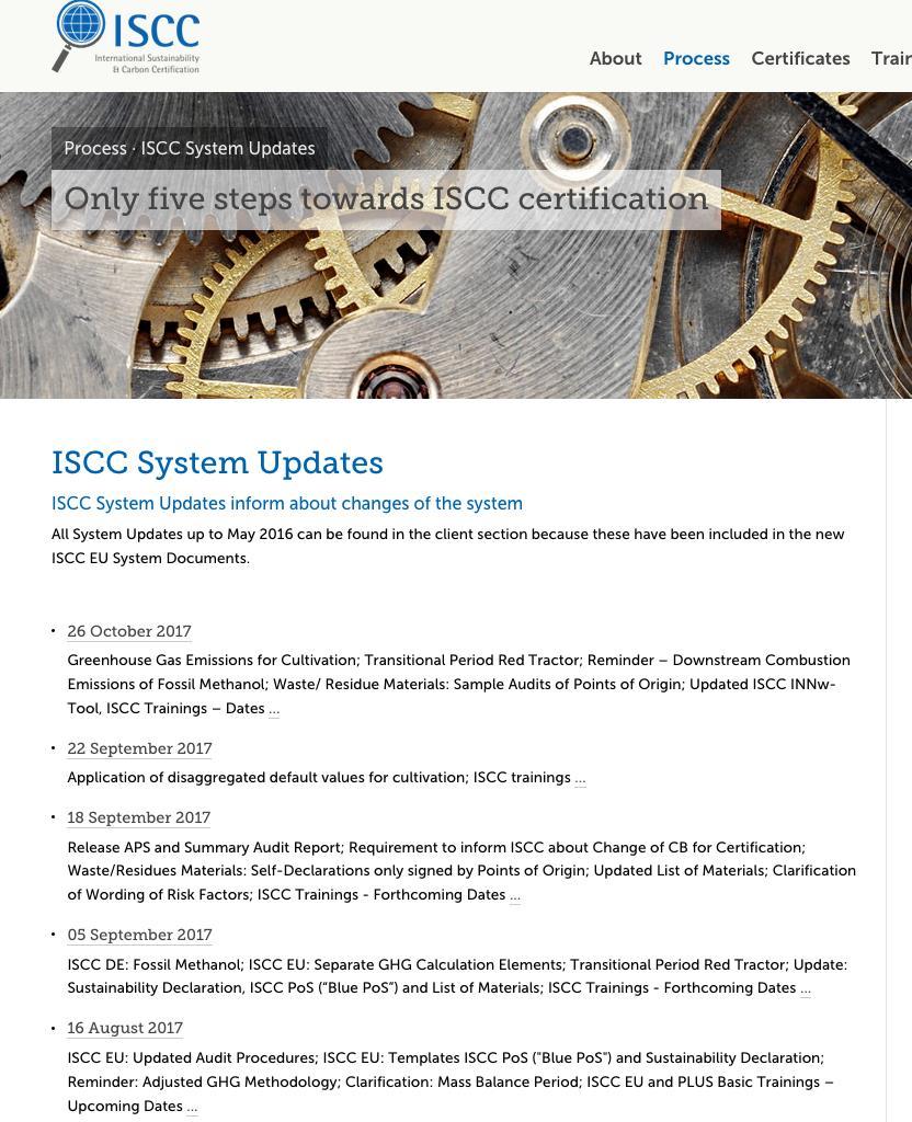 bodies receive those updates All System Updates are also available on the ISCC website Updates are complementary to ISCC system documents