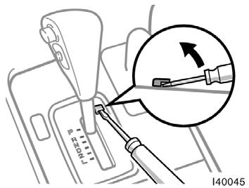 If you cannot shift automatic transmission selector lever If you cannot shift the selector lever out of P position to other positions even though the brake pedal is depressed, use the shift lock
