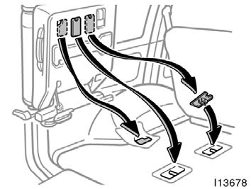 Failure to do so will prevent seat belt from operating properly. After folding up the third seat, open the cover, hold the whole seat and pull it up while pulling the handle toward you.