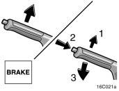 Parking brake When parking, firmly apply the parking brake to avoid inadvertent creeping. To set: Pull up the lever.