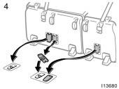 4. Remove the seat hook covers from the back of the seat cushion, and install them over the seat hooks.