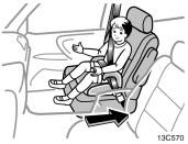 Always move the seat as far back as possible, because the front passenger airbag could inflate with considerable speed and force. Otherwise, the child may be killed or seriously injured.