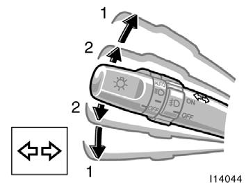 The high beam headlights turn off when you release the lever. You can flash the high beam headlights with the knob turned to OFF.