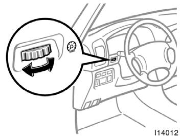 Instrument panel light control Front fog lights NOTICE To prevent the battery from being discharged, do not leave the switch on longer than necessary when the engine is not running.