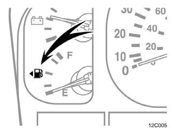 Fuel tank cap 12C005 12C006 This indicates that the fuel filler door is on the left side of your vehicle. 28 1. To open the fuel filler door, pull the lever. When refueling, turn off the engine.