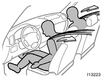 Front seat belt pretensioners CAUTION After inserting the tab, make sure the tab and buckle are locked and that the lap and shoulder portions of the belt is not twisted.