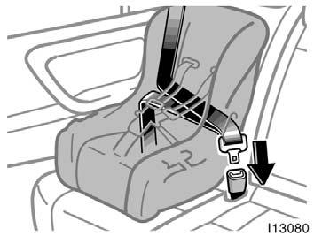 Do not put a rear facing child restraint system on the second (or third) seat if it interferes with the lock mechanism of the front (or second) seats.