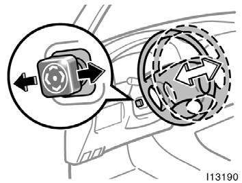 ADJUSTMENT OF STEERING WHEEL TILT To adjust the tilt of the steering wheel, push the control switch upward or downward to set it to the desired position.