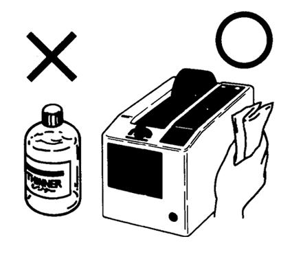 Do not use volatile liquids (thinner, benzine, etc.) to clean the dispenser.