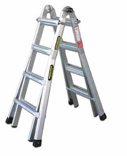 5kg Code: MM15-I Multi-purpose ladder (4 configurations) A-frame Extension Uneven A-frame (stairway) Trestle Factory fitted wheels Suitable for use with Gorilla Ladder Leveller (see page 29 for more