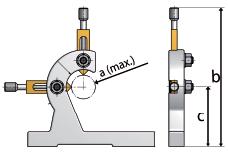 ; clamping range ø 3-20 mm Follow rest for TU 503V 344020 a = Ø 45 mm; b = 55 mm; c = 76 mm for TU 2004V