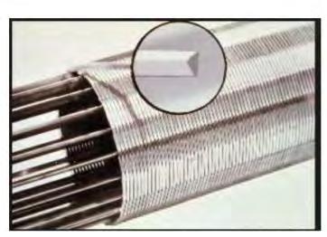 During the manufacture of the Wedge wire filter cartridge, a v-structured profile-wire is wound in a spiral