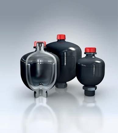 compact and lightweight design. Different diaphragm materials make the accumulators suitable for extreme operating temperatures and a wide range of fluids.