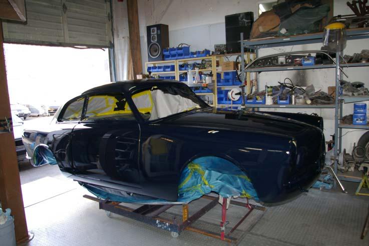 The third picture shows it after body prep and paint, which is Midnight Blue. The engine was dated as 1967 and not original to the car.