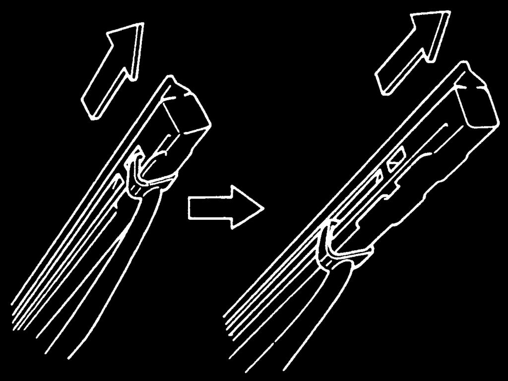 INSPECTION AND MAINTENANCE arm as shown. 3) Unlock the lock end of the wiper blade and slide the blade out as shown.