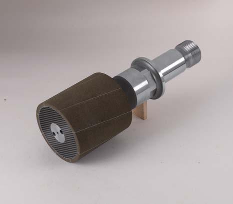 The lobes are clamped as a package on a mandrel and then ground with a wide carbonfibre (CF) mounted vitrified bonded CBN wheel. GENIS CF is the ideal choice for this application.