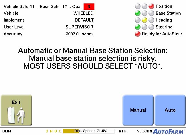 Starting the Calibration Procedure Step Screen Action 7. Press the Auto button to select your base station. This procedure selects an existing site that is not near other existing base station sites.