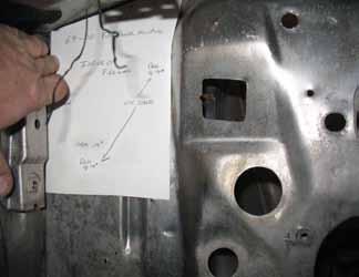 Fusebox Mounting Hole Template Choose to work either inside or the outside the car and align the template to the upper and outer pinch welds, and then locate the OEM hole in the firewall.