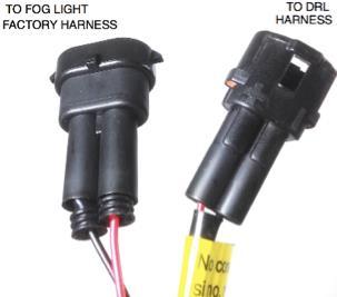 to factory fog light wire terminal, and 2in1 DRL terminal to DRL wire harness (picture