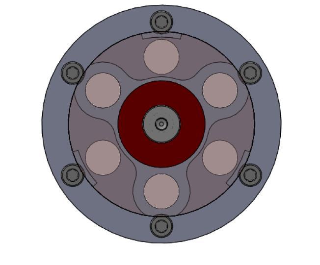 It shows the section view of the damper; a disc valve is incorporated within a two-piece piston.