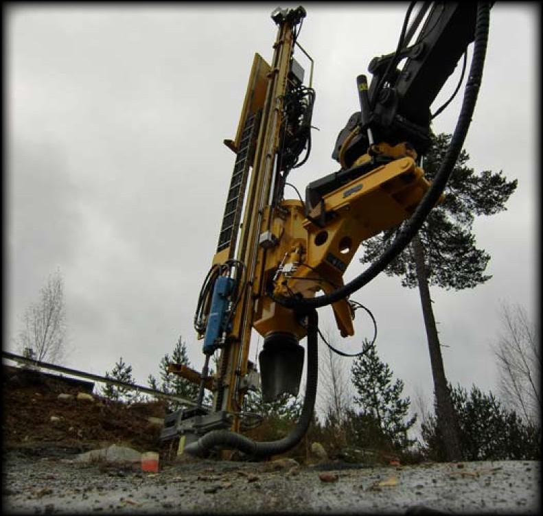 Blast Hole Drilling Mast Attachments Andersson & Rask company from Hofors, is drilling blast holes with DM60.
