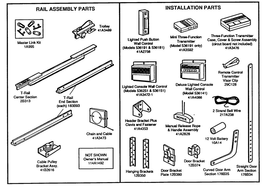 SEPARATE ALL HARDWARE FOR ASSEMBLY AND INSTALLATION PROCEDURES AS SHOWN