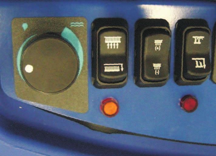 CONTROLS SOLUTION FLOW CONTROL KNOB The solution flow control knob is located on the console to the left of the scrub brush switch as shown in figure 20.