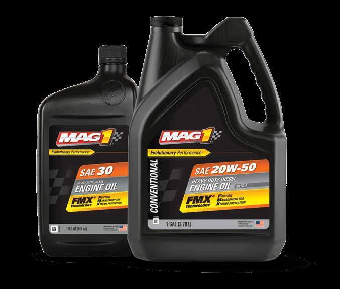 CONVENTIONAL MAG 1 Heavy Duty Diesel Engine Oils, with FMX technology, are for older engine and OEM specifications, but still improve performance, extend engine life and resist thermal breakdown.