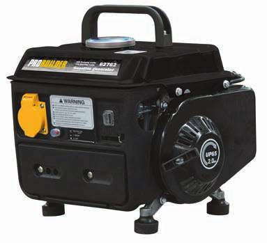 Displacement capacity 63,6 cc Recoil start GENERATOR 3000W 62761 230 V/50 Hz. AC out.