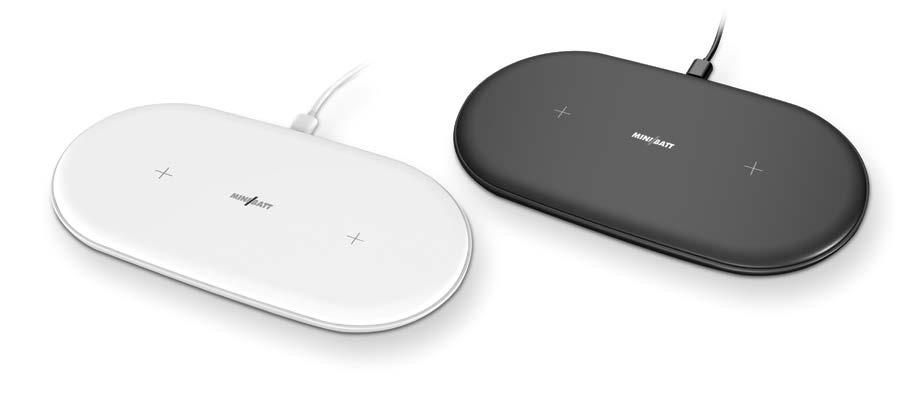 PowerAIR TWO DEVICE Qi WIRELESS CHARGER FAST CHARGE minibatt PowerAir is a practical wireless charger to be able to charge two devices simultaneously.