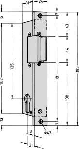 ELECTRIC STRIKES FOR ALL-GLASS DOORS Special version for profile cylinder. Door release by means of contact button or with key.