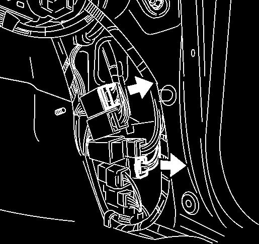(k) Locate and disconnect the vehicle harness' white connector and blue connector form the passenger side cowl area. (Fig.