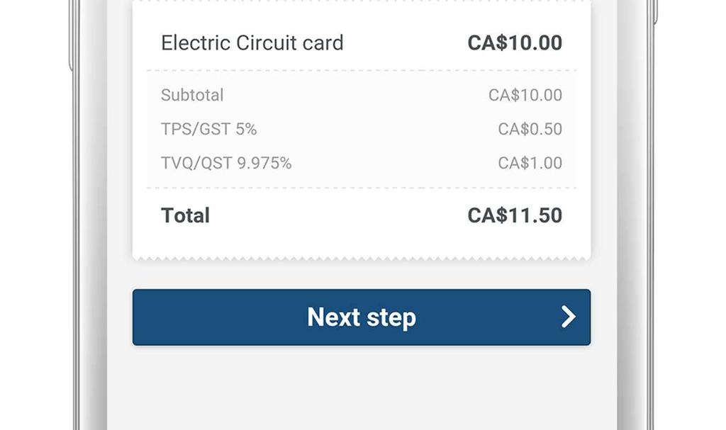 5. Ordering an Electric Circuit Card (cont d) Step 3 Step 4 Tap