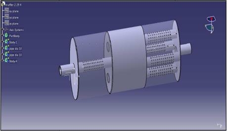 2) 3D Model & CFD Analysis Details for Model 02 Design, Optimization and Analysis of Exhaust Muffler to Reduce
