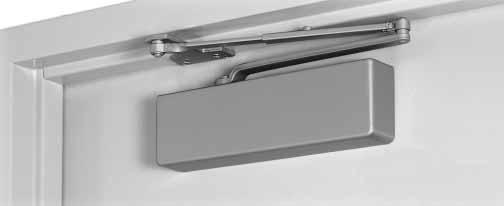 It requires a top rail on the door of just 2-1/8" (54mm). This application provides the best door control for doors in exterior walls that swing out of a building.