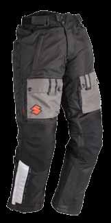 zipped air control systems on upper leg < Adjustable lower leg for perfect knee protector fit < 4 exterior pockets, with zipper < 3M SCOTCHLITE reflective safety striping <