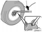 Then secure the tire, taking care that the tire goes straight up without catching on any other part, to prevent it from