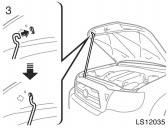 (by inserting your finger through either the opening between the hood and grille or through the grille.) 3.