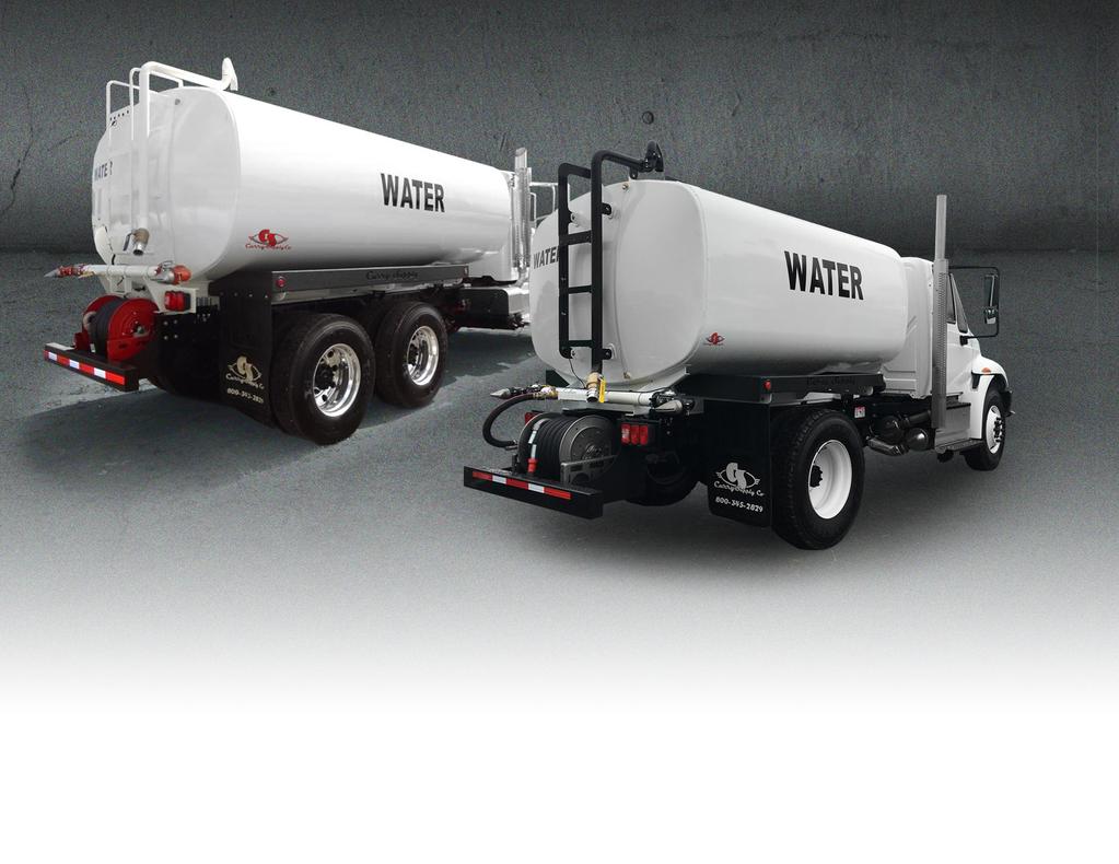 9 SPECIFICATIONS 2,000-6,000 Gallon Tanks ASTM-A-36 Steel Construction Internal Baffles Full Length Tank Runners Fenders 24 Top Man-Way Water Level Indicator 4 x 3 Water Pump (2) Front, (1) Side, (2)