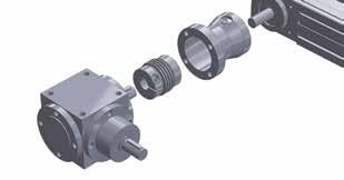 DL-DC Gearbox with Extended Shaft This hollow output gearbox was designed with a solid shaft extended through