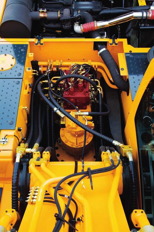 This system interfaces with multiple sensors placed throughout the hydraulic system as well as the electronically controlled engine to provide the optimum level of engine power and hydraulic flow.